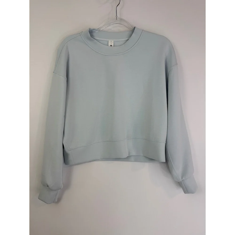 Lululemon Softstreme Perfectly Oversized Cropped Crew 4 Sheer Blue W3GL9S - Picture 2 of 13